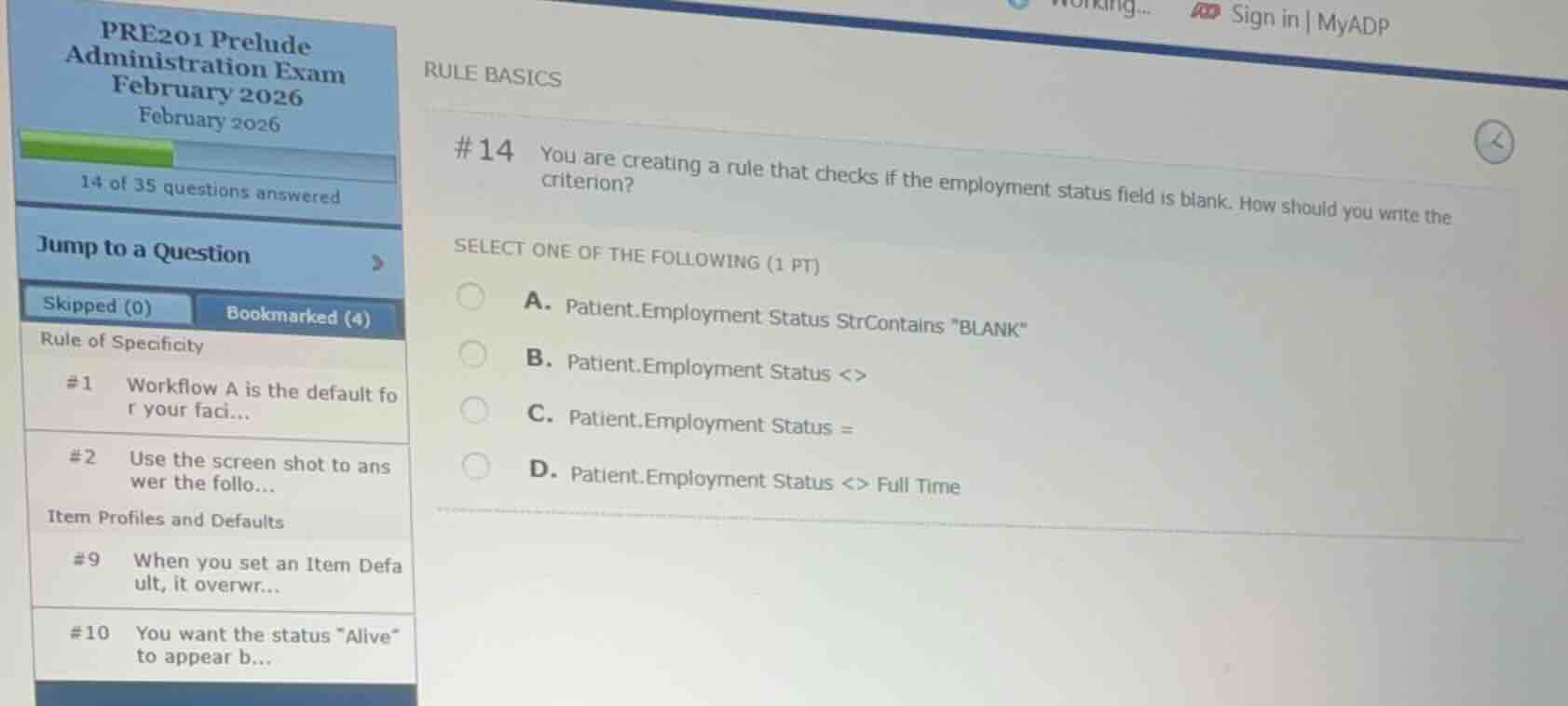 rule basics #14 you are creating a rule that checks if the employment s…