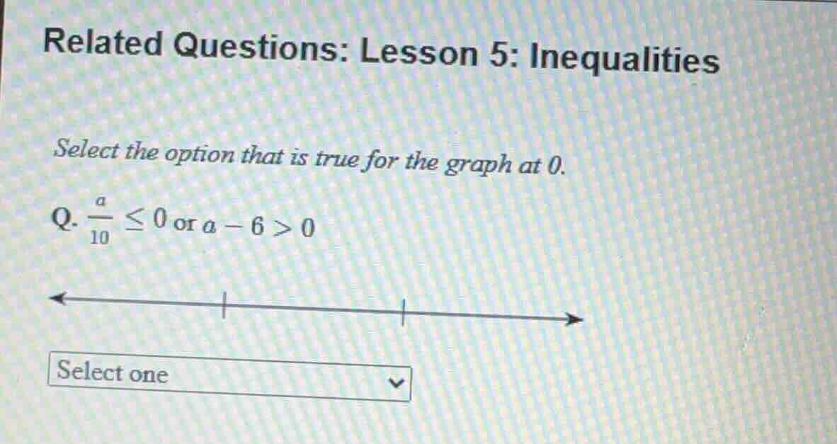 related questions: lesson 5: inequalities select the option that is tru…