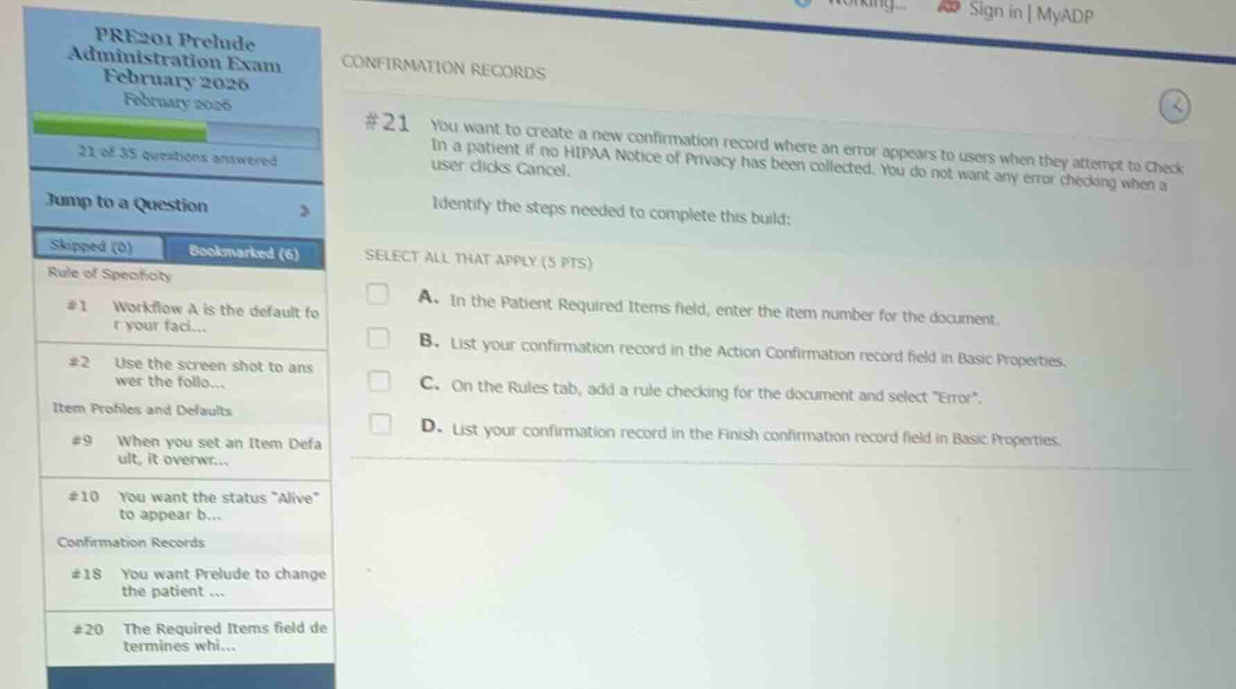 #21 you want to create a new confirmation record where an error appears…