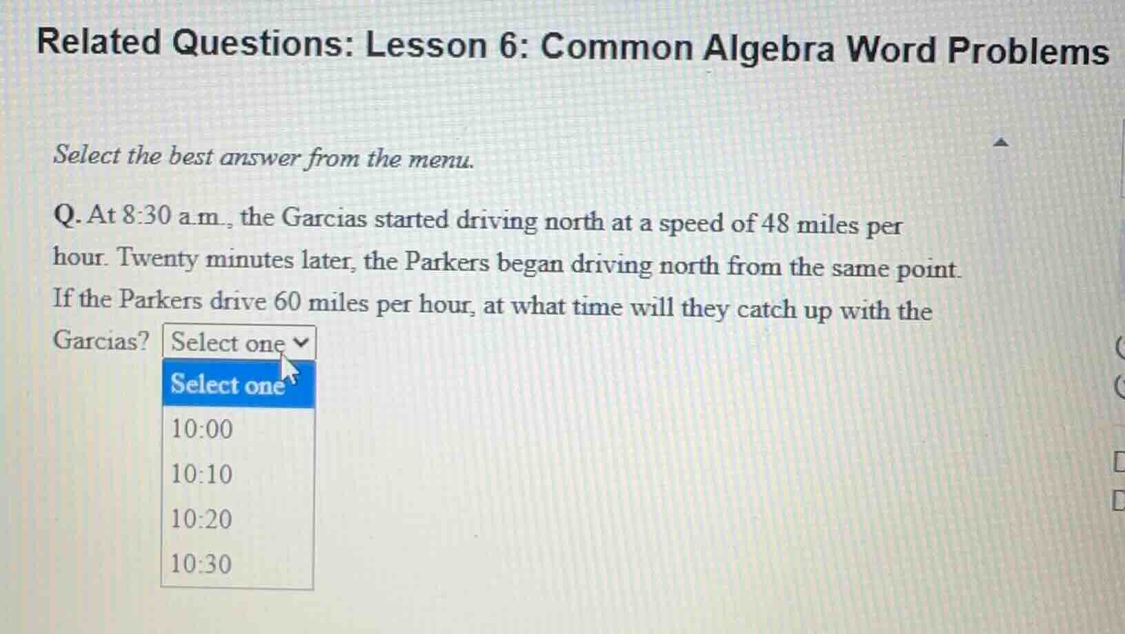 related questions: lesson 6: common algebra word problems select the be…