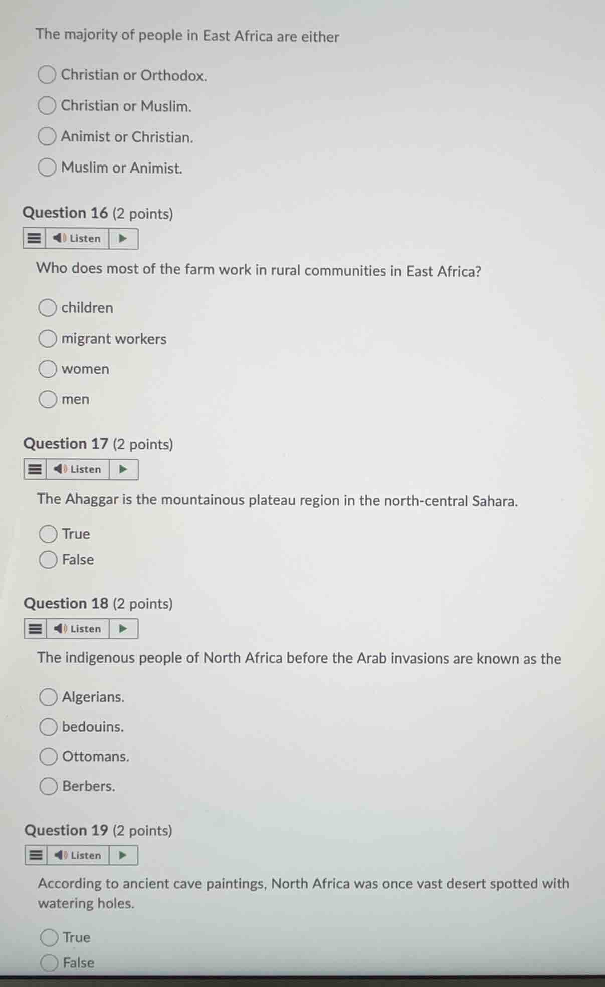 the majority of people in east africa are either christian or orthodox.…