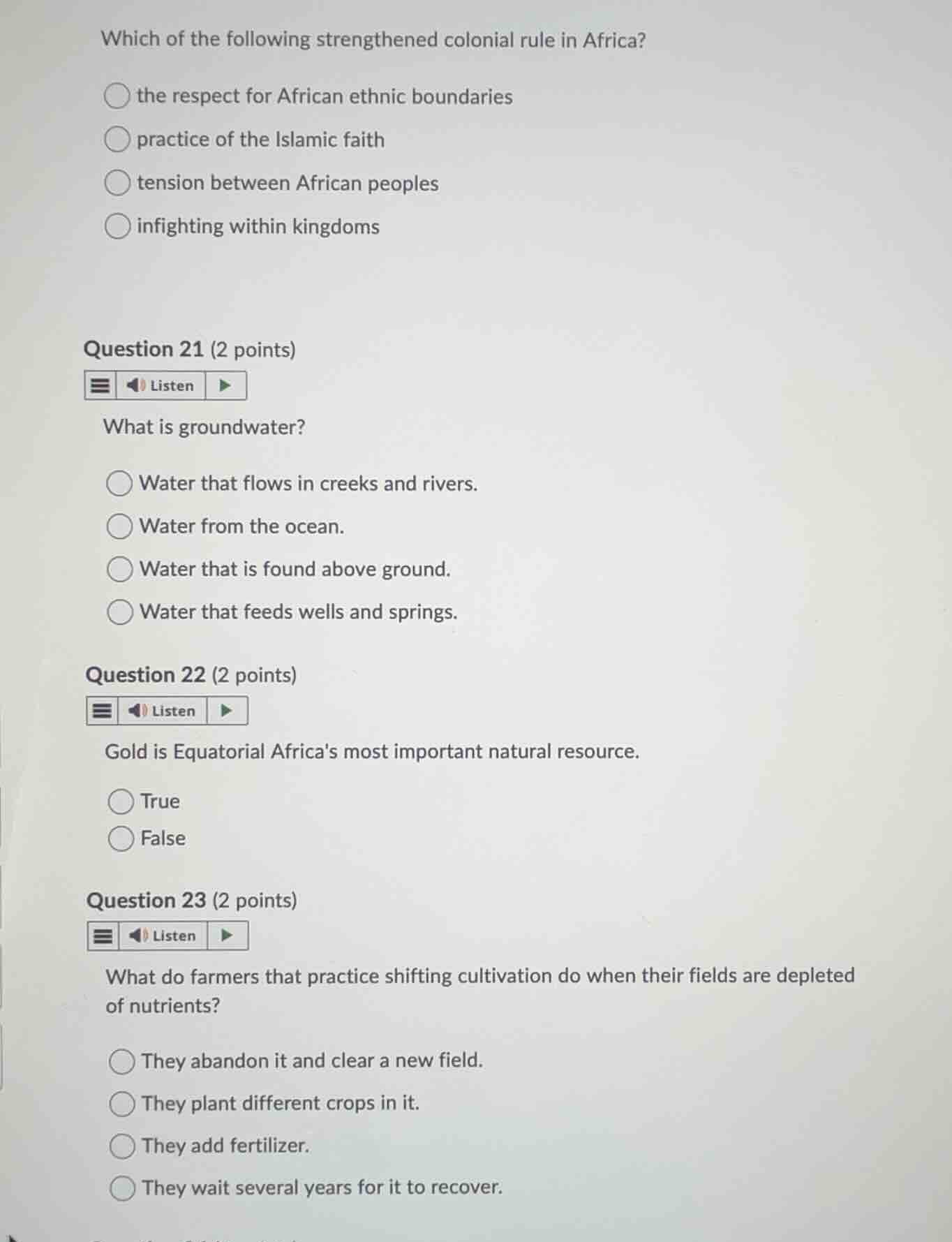 which of the following strengthened colonial rule in africa? the respec…