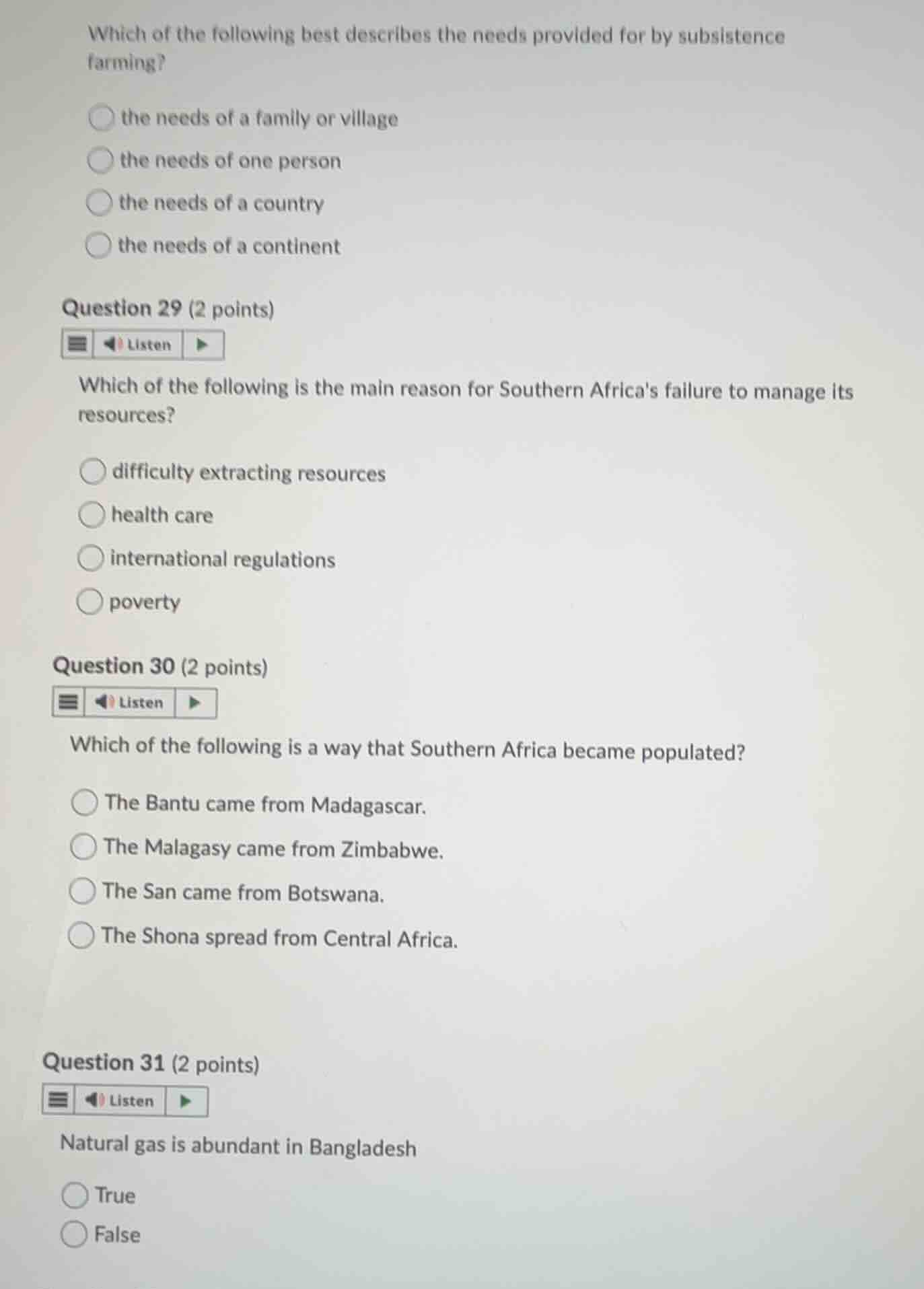 which of the following best describes the needs provided for by subsist…