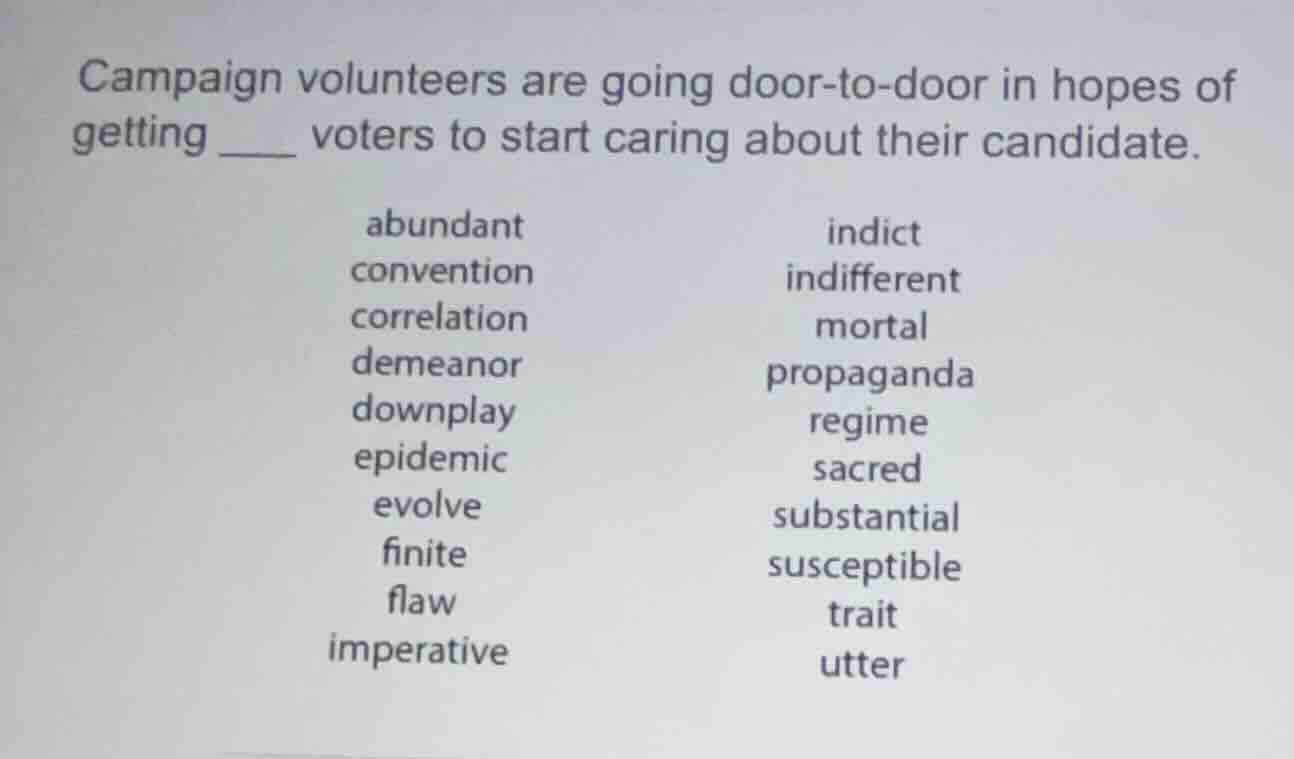 campaign volunteers are going door-to-door in hopes of getting ___ vote…