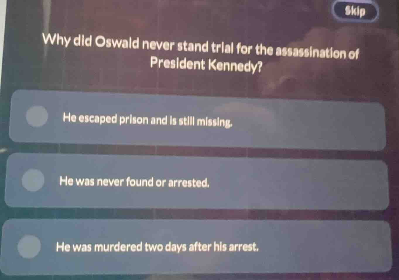why did oswald never stand trial for the assassination of president ken…