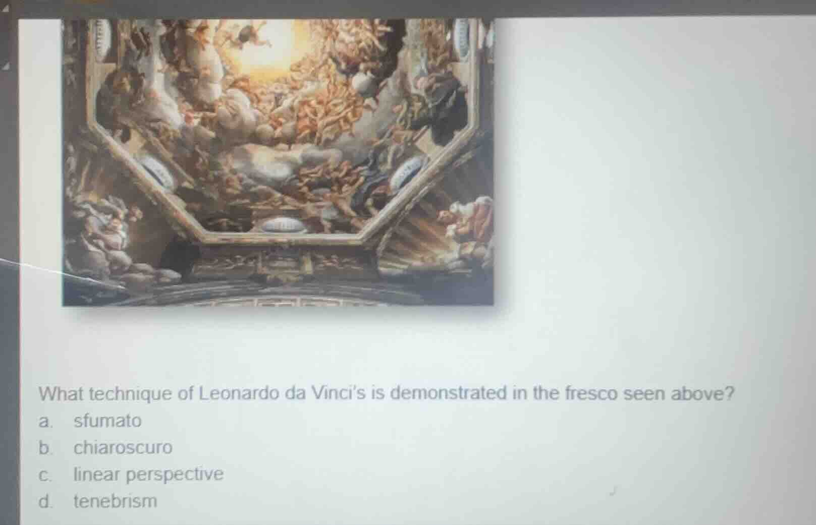 what technique of leonardo da vincis is demonstrated in the fresco seen…