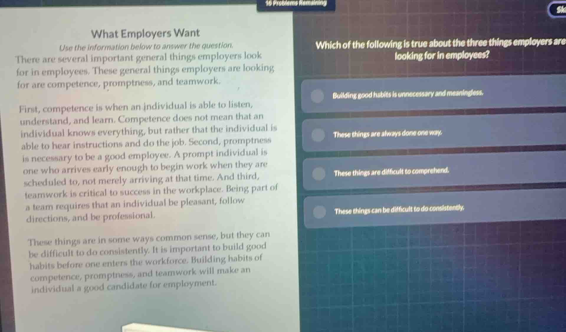 what employers want use the information below to answer the question. t…