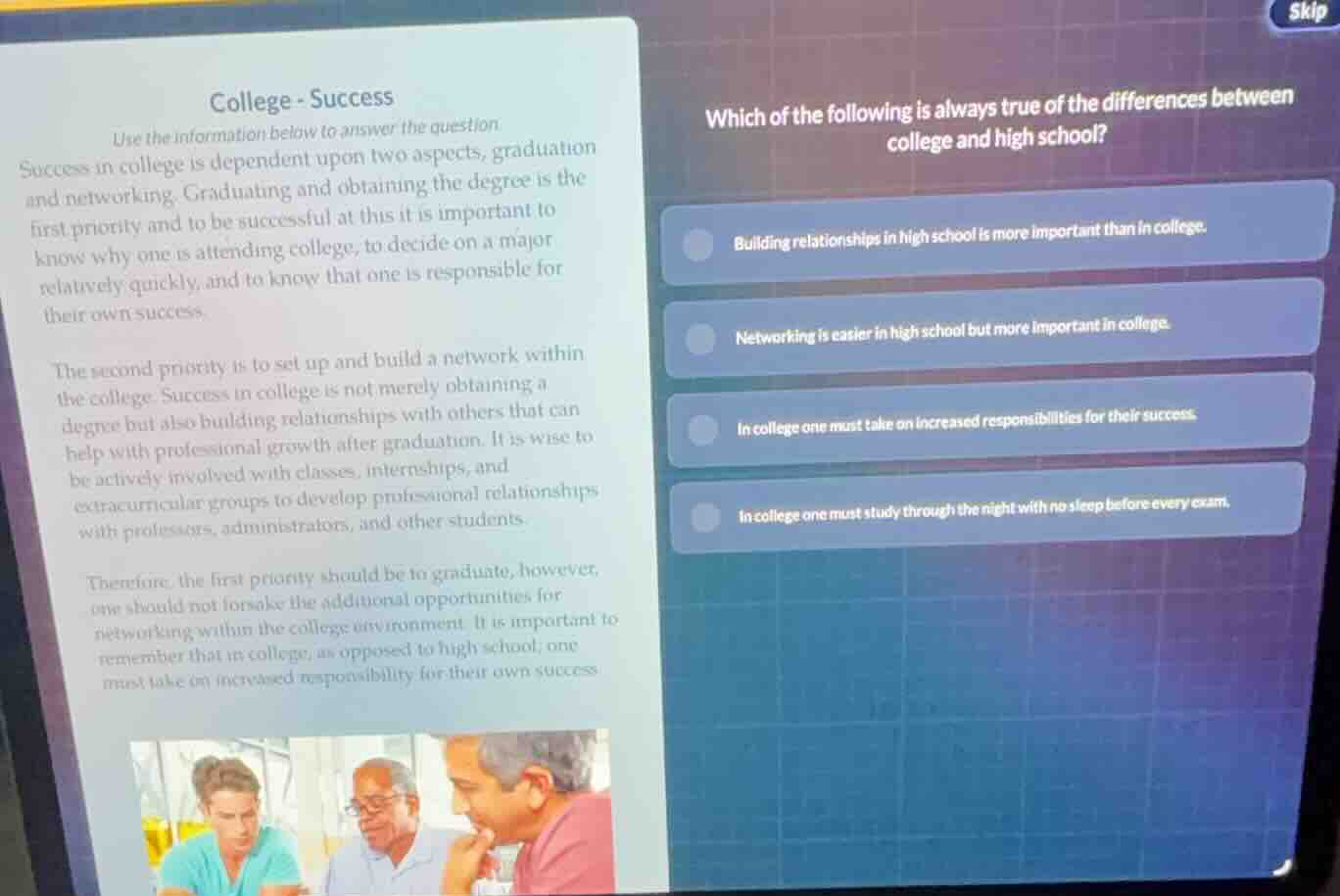 college - success use the information below to answer the question. suc…