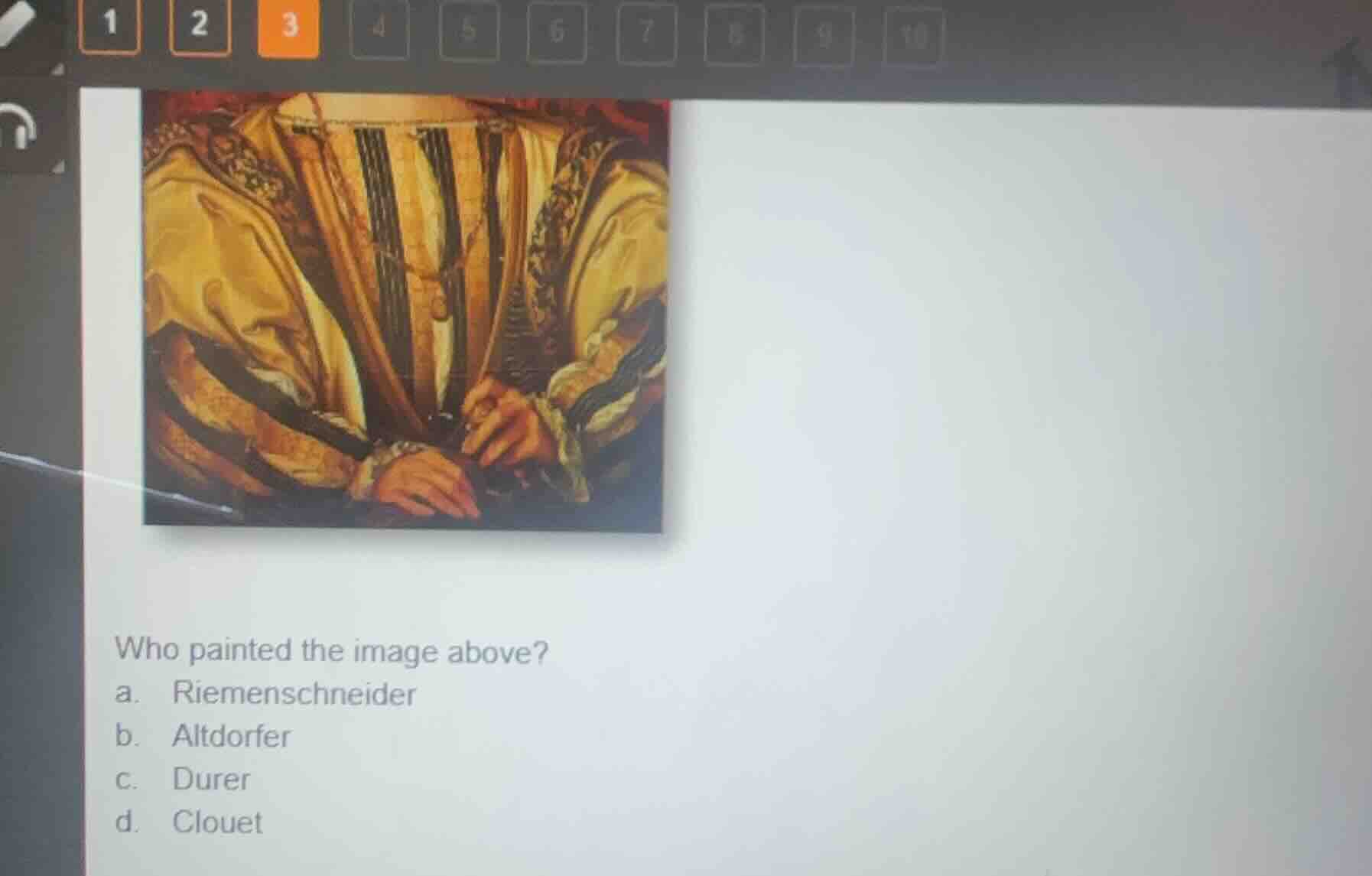 who painted the image above? a. riemenschneider b. altdorfer c. durer d…