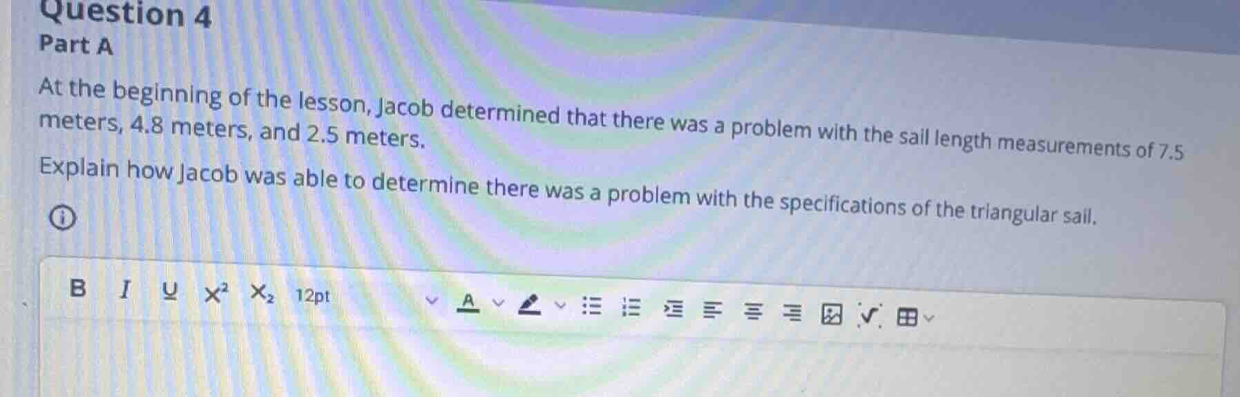 question 4 part a at the beginning of the lesson, jacob determined that…