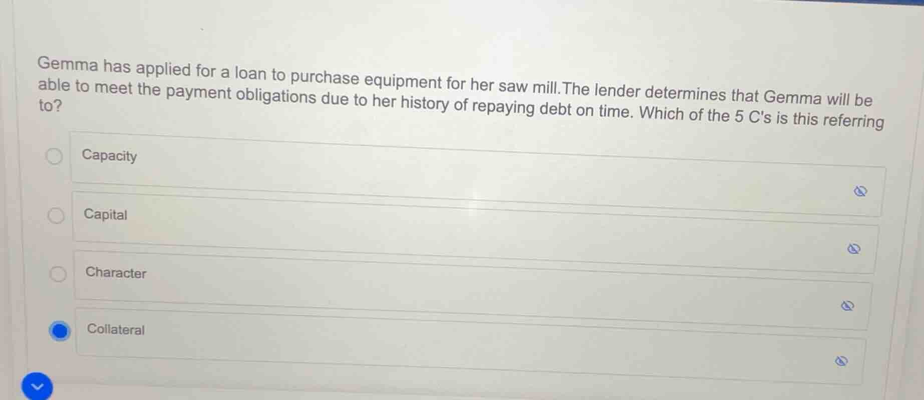 gemma has applied for a loan to purchase equipment for her saw mill. th…