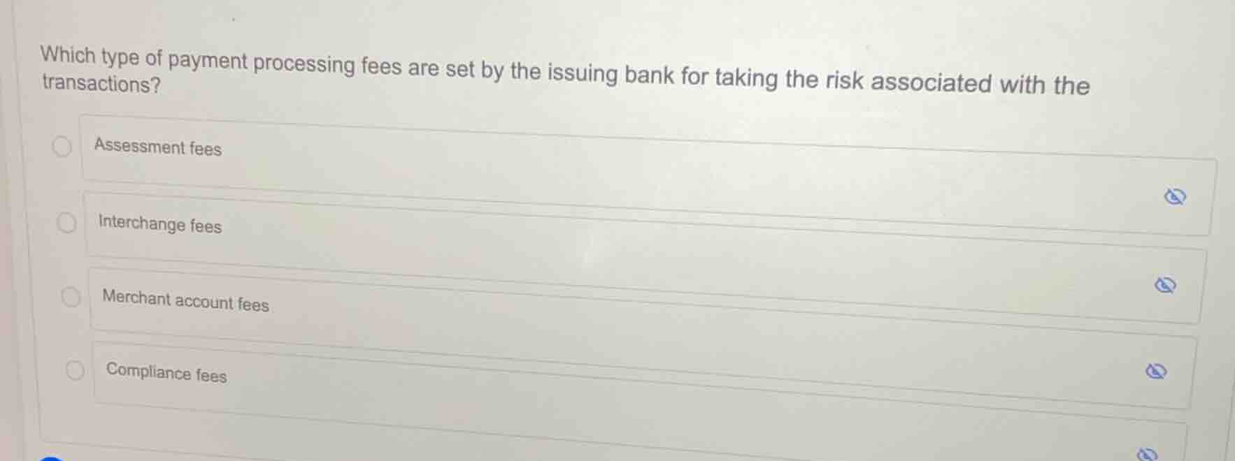 which type of payment processing fees are set by the issuing bank for t…