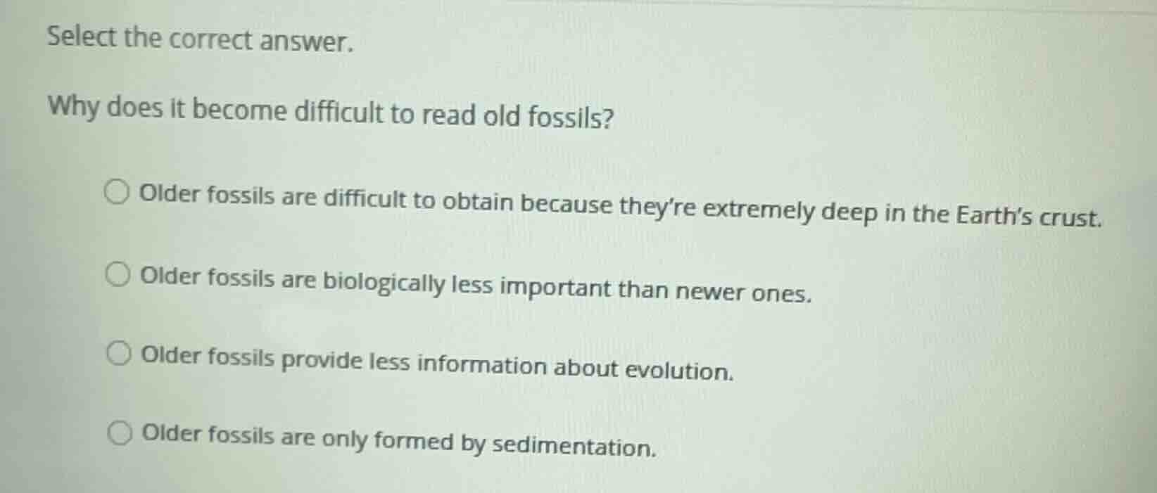 select the correct answer. why does it become difficult to read old fos…