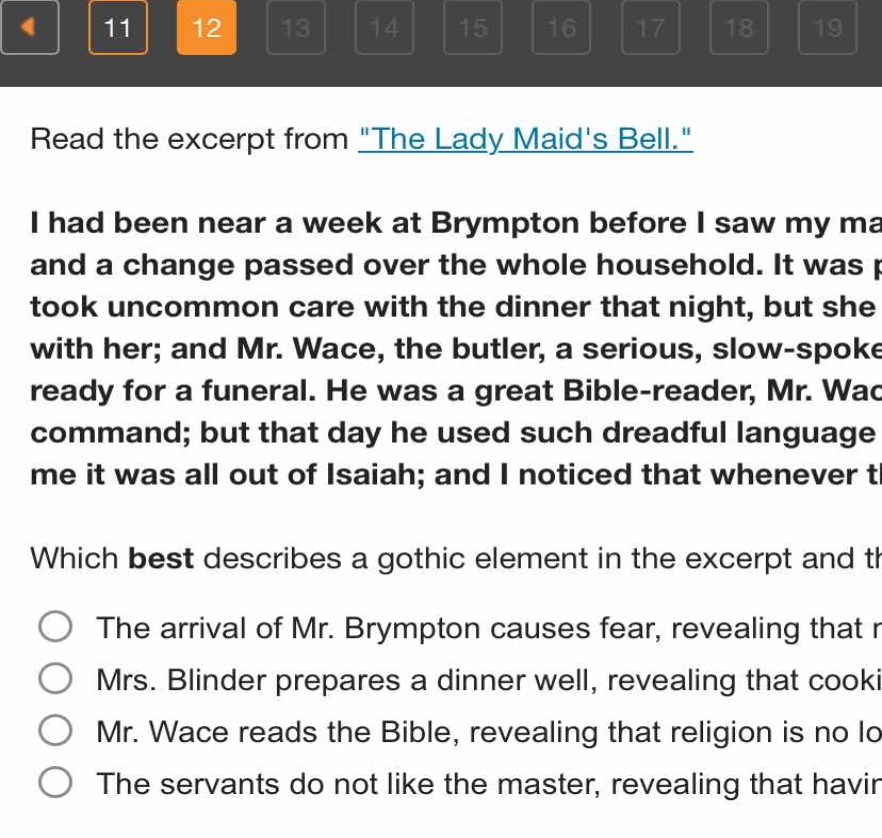 read the excerpt from \the lady maids bell.\ i had been near a week at …