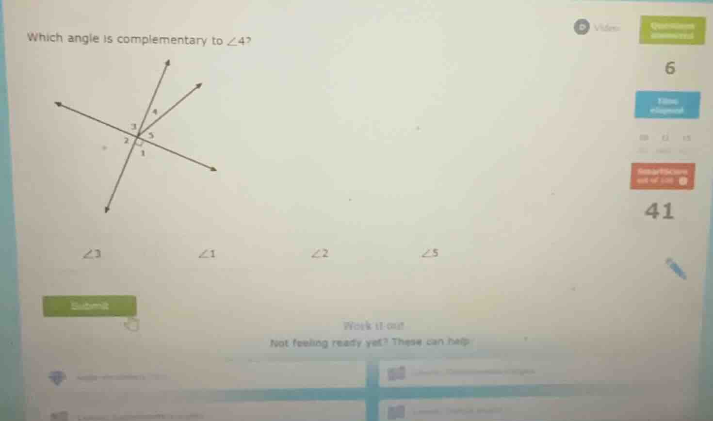which angle is complementary to \\(\\angle 4\\)? \\(\\angle 3\\) \\(\\a…