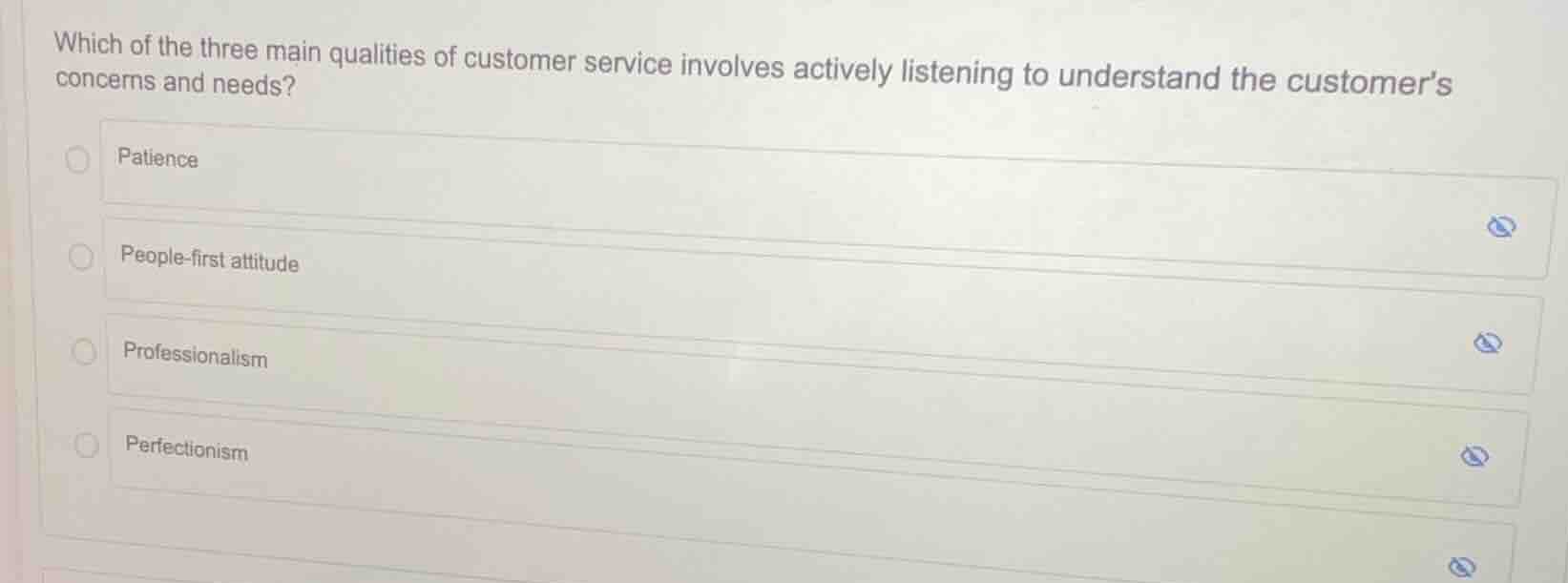 which of the three main qualities of customer service involves actively…