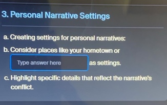 3. personal narrative settings a. creating settings for personal narrat…
