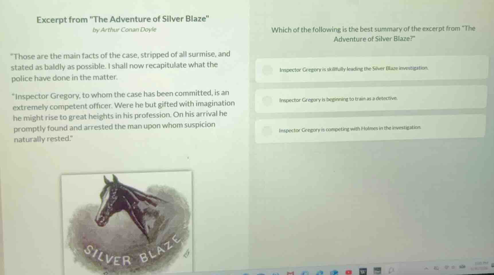 excerpt from \the adventure of silver blaze\ by arthur conan doyle \tho…