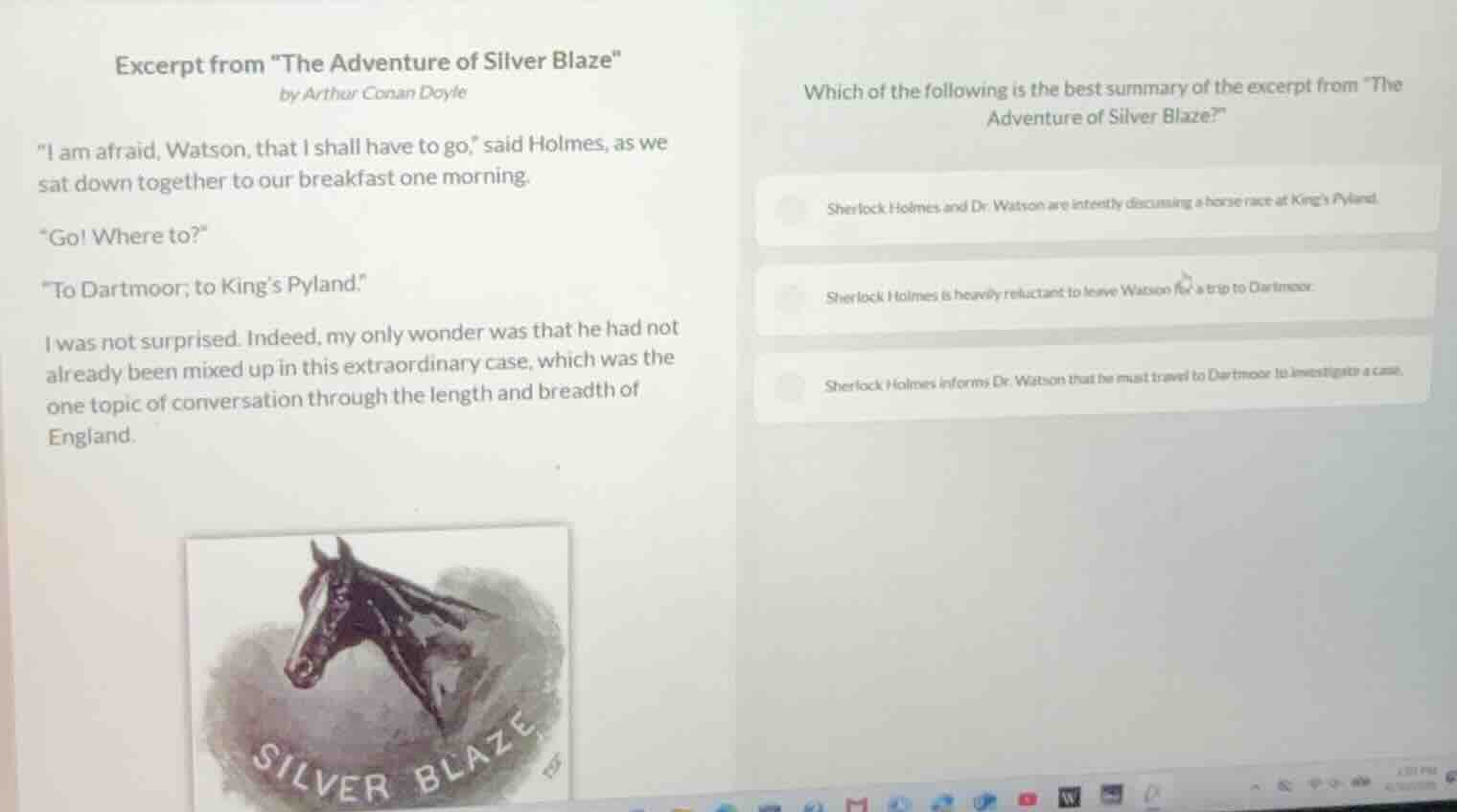excerpt from \the adventure of silver blaze\ by arthur conan doyle \i a…