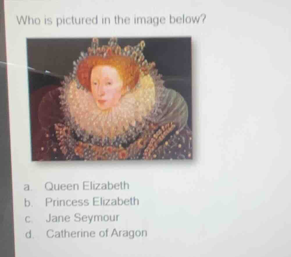 who is pictured in the image below? a. queen elizabeth b. princess eliz…