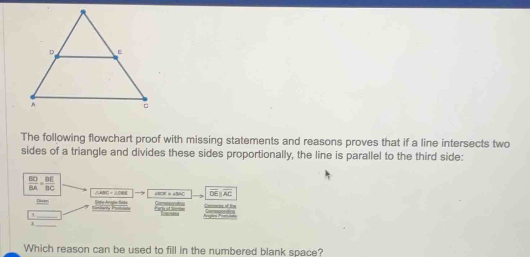 the following flowchart proof with missing statements and reasons prove…