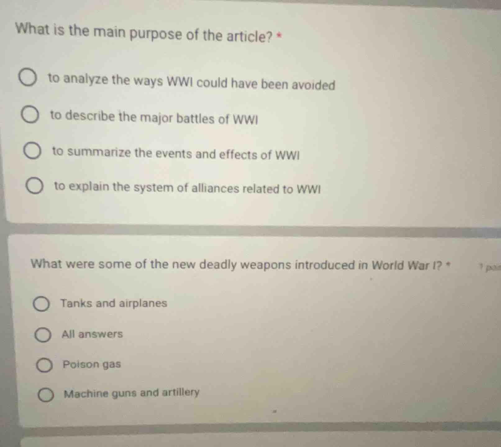 what is the main purpose of the article? * to analyze the ways wwi coul…