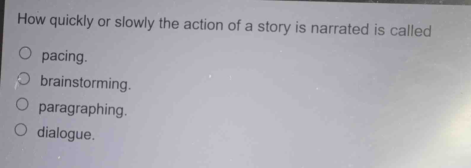 how quickly or slowly the action of a story is narrated is called pacin…