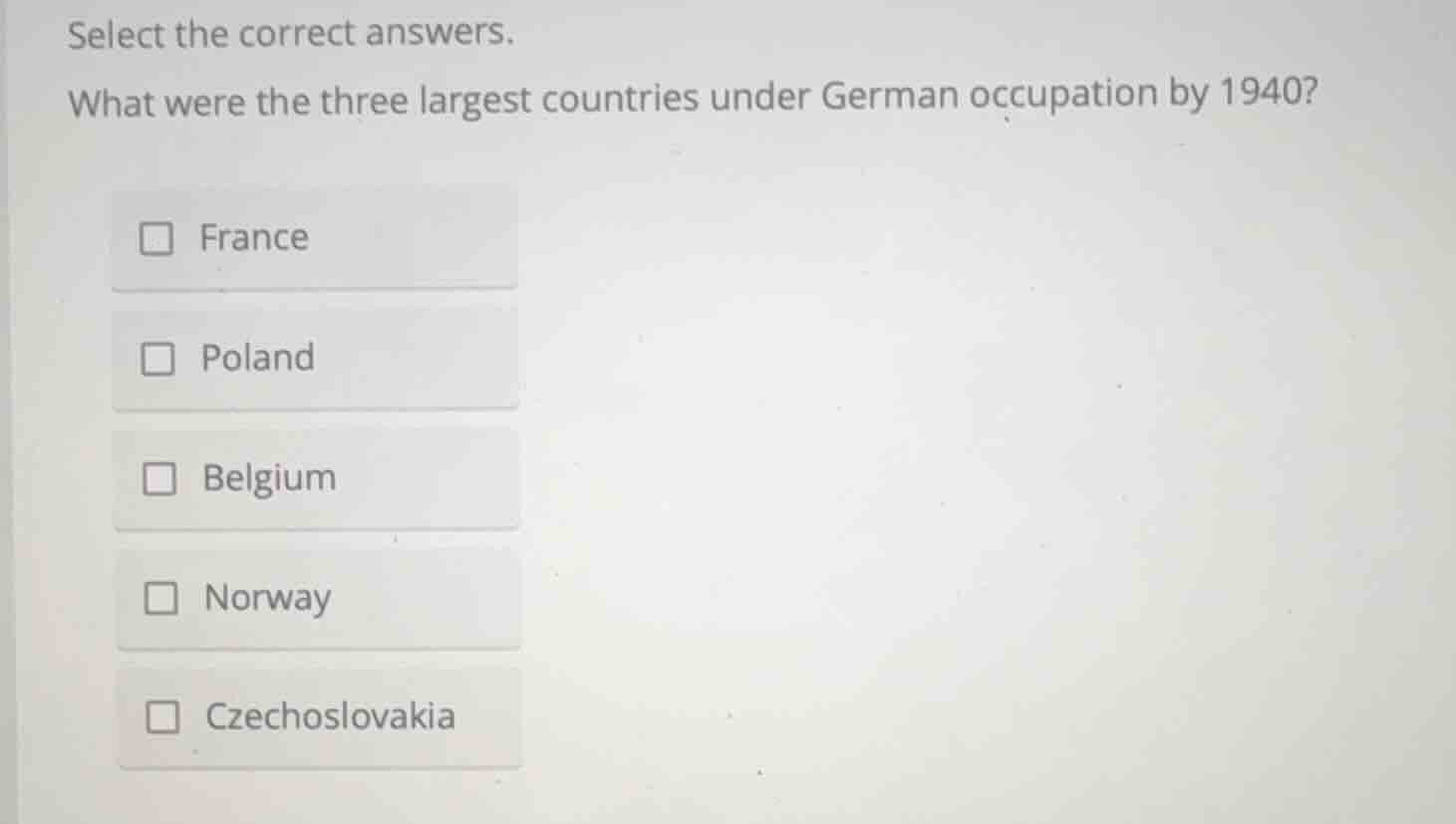 select the correct answers. what were the three largest countries under…