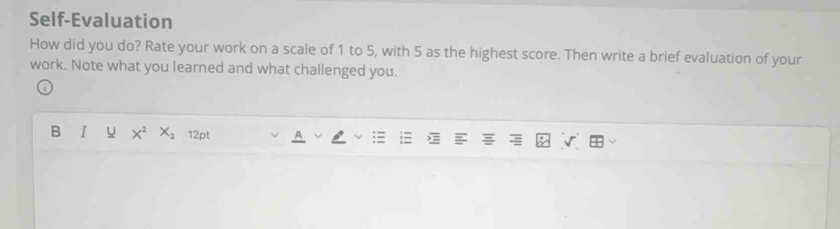 self-evaluation how did you do? rate your work on a scale of 1 to 5, wi…