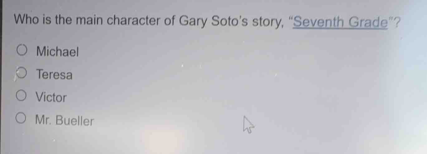 who is the main character of gary sotos story, \seventh grade\? michael…