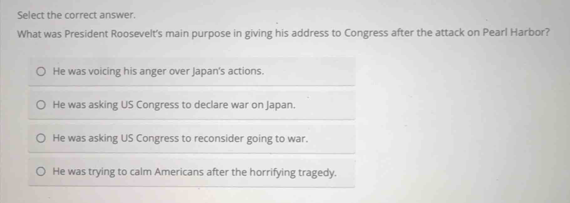 select the correct answer. what was president roosevelts main purpose i…