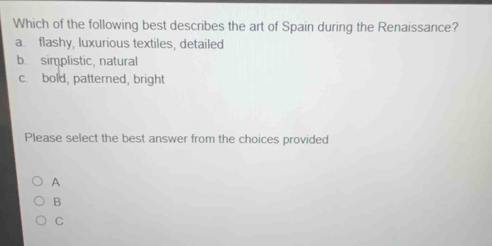 which of the following best describes the art of spain during the renai…