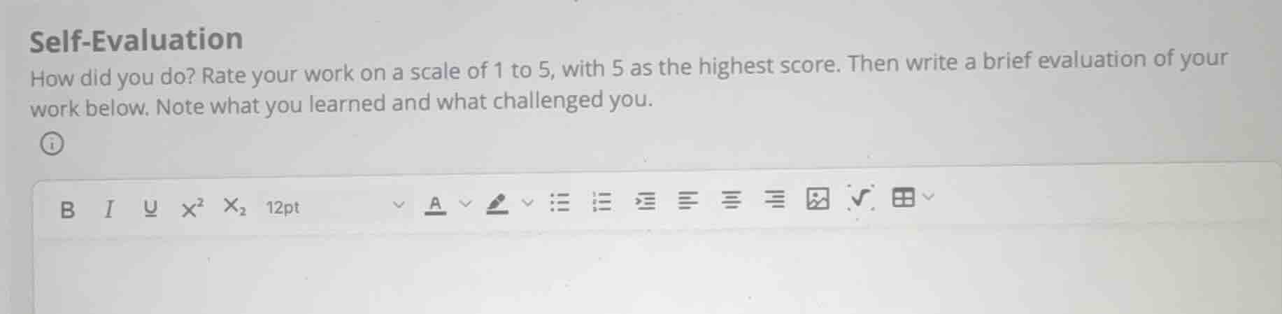 self-evaluation how did you do? rate your work on a scale of 1 to 5, wi…