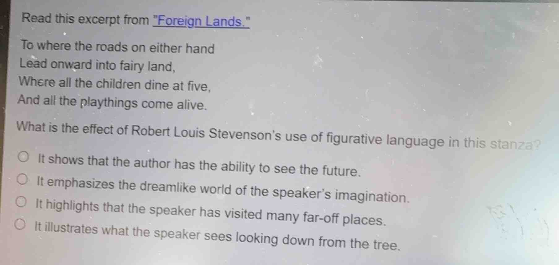 read this excerpt from \foreign lands.\ to where the roads on either ha…