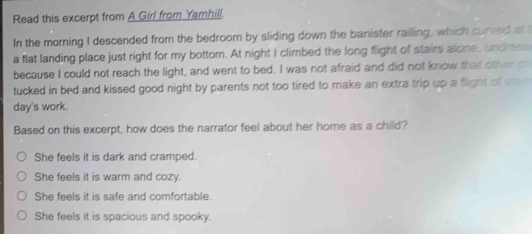 read this excerpt from a girl from yamhill. in the morning i descended …