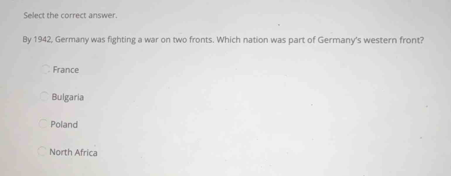 select the correct answer. by 1942, germany was fighting a war on two f…
