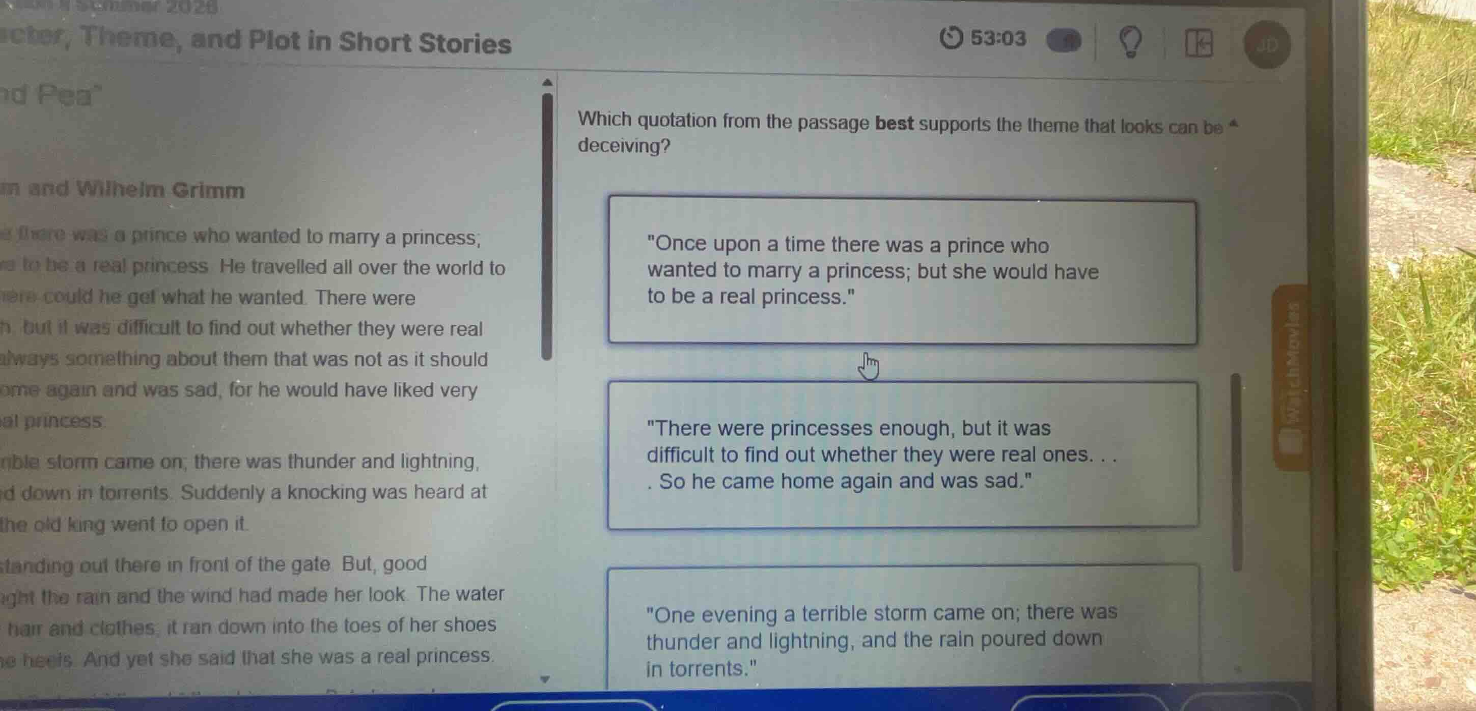 which quotation from the passage best supports the theme that looks can…