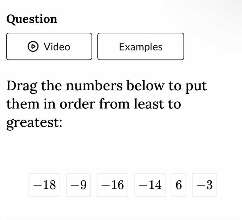 drag the numbers below to put them in order from least to greatest: \\(…