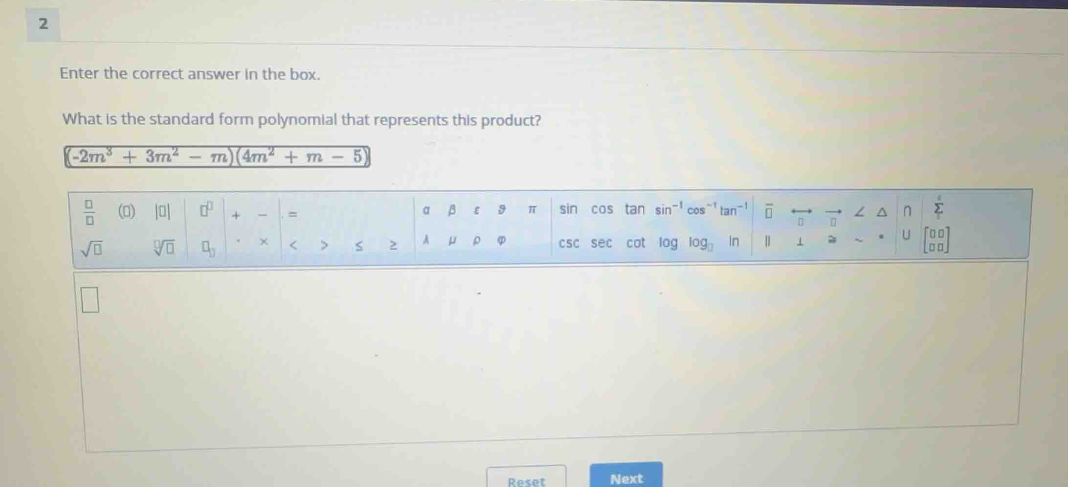 enter the correct answer in the box. what is the standard form polynomi…