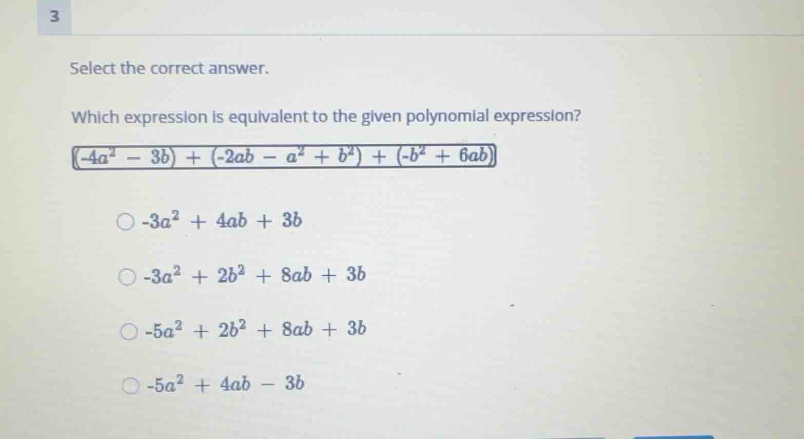 select the correct answer. which expression is equivalent to the given …