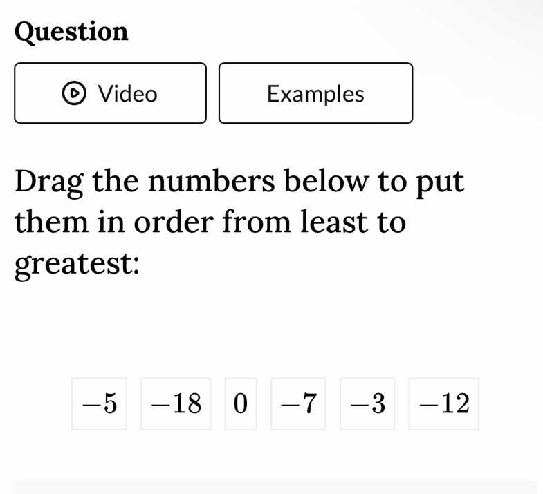 drag the numbers below to put them in order from least to greatest: \\(…