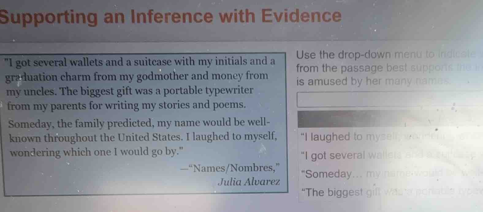 supporting an inference with evidence \i got several wallets and a suit…