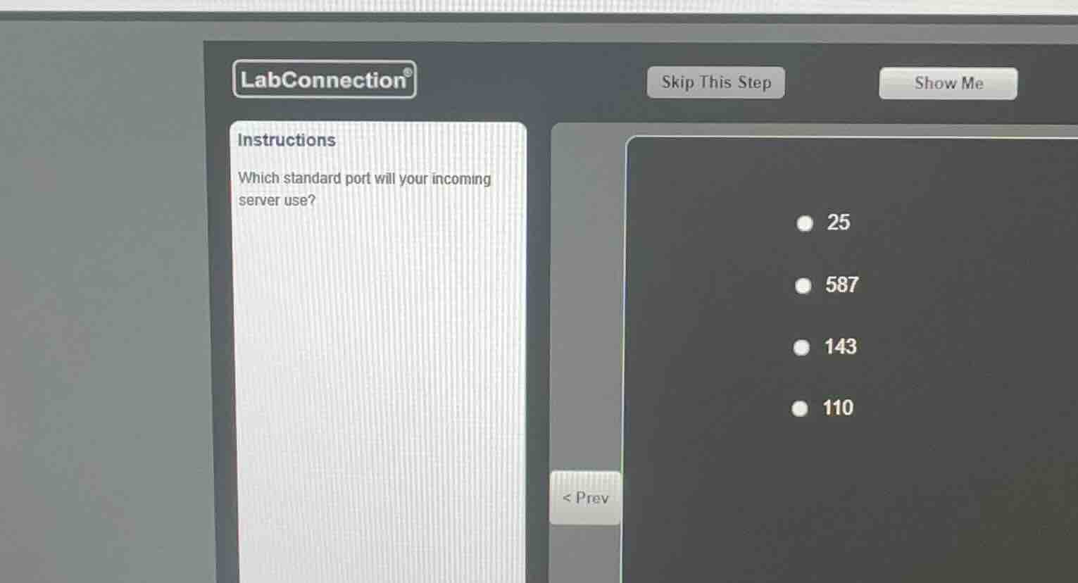 instructions which standard port will your incoming server use? 25 587 …