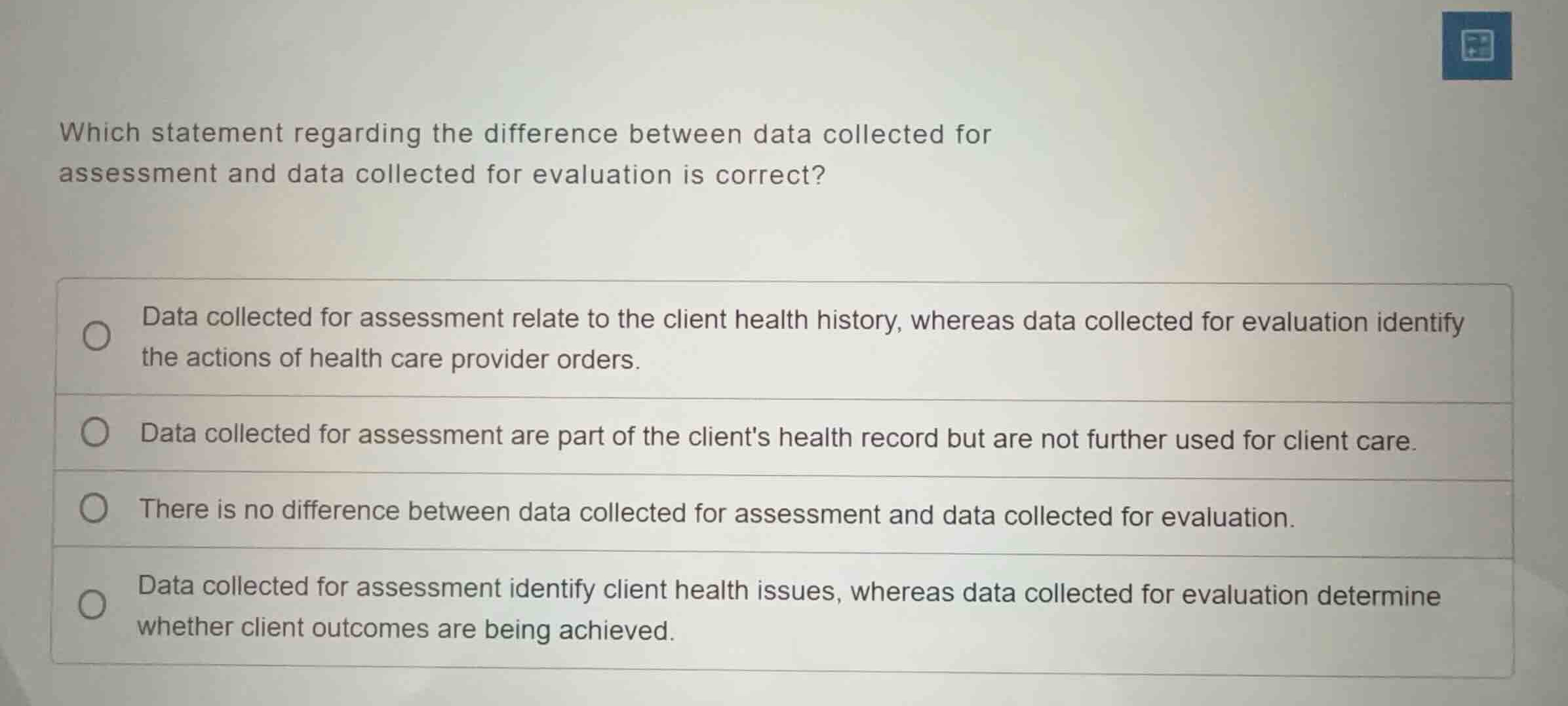 which statement regarding the difference between data collected for ass…