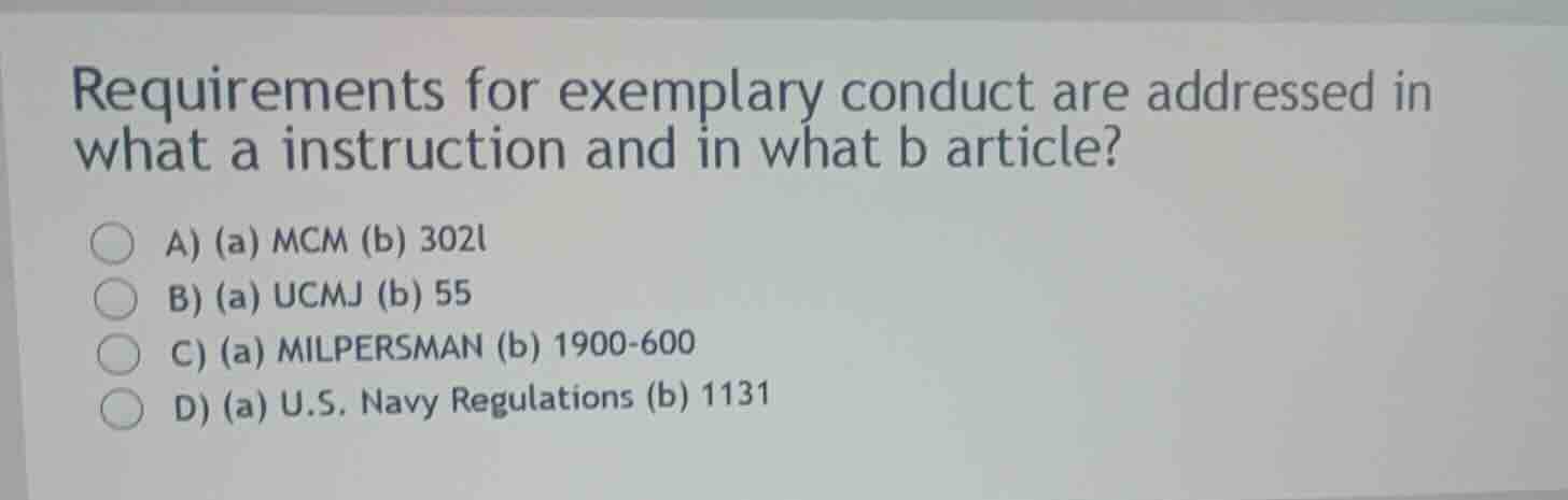 requirements for exemplary conduct are addressed in what a instruction …