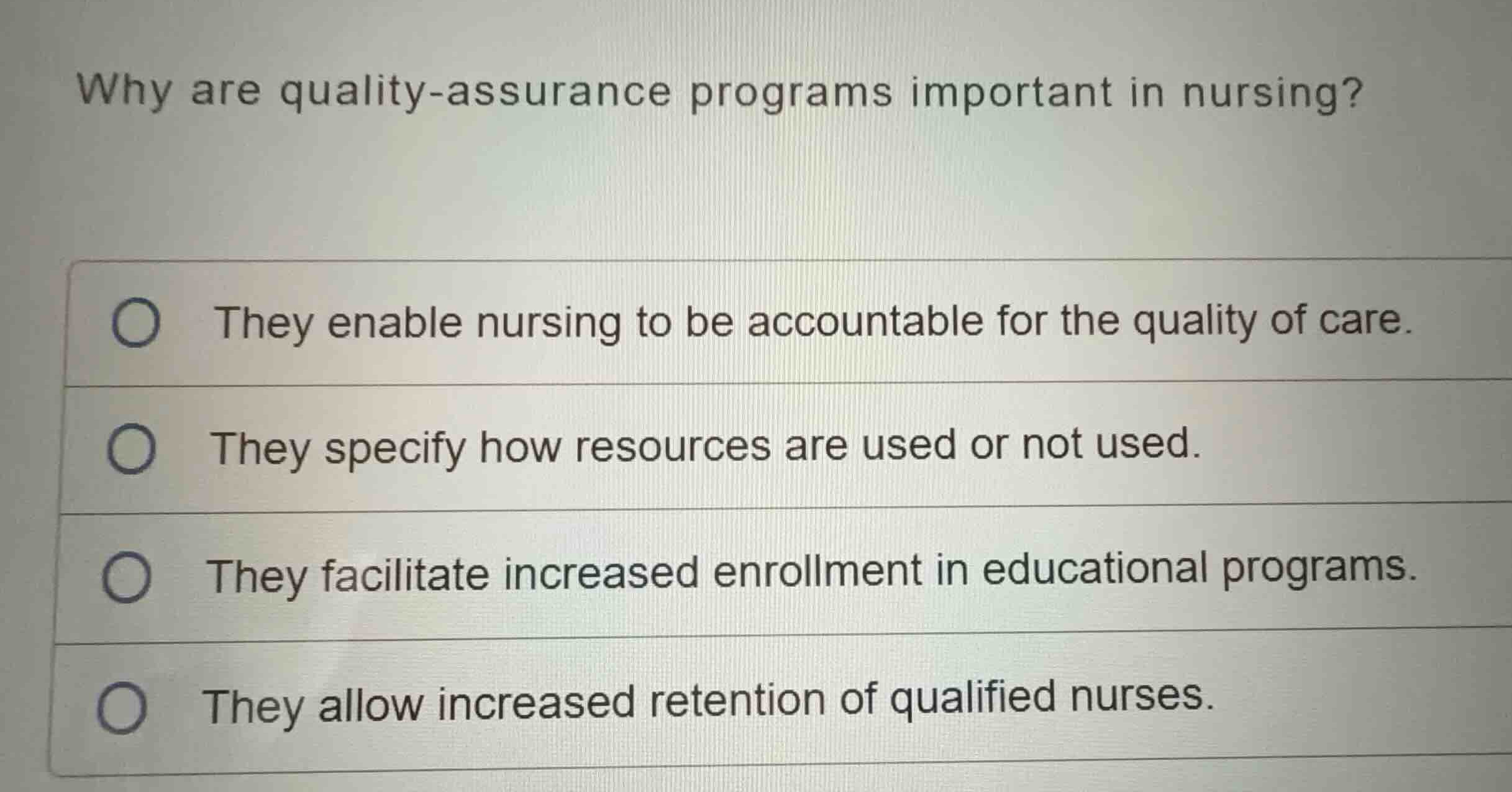 why are quality-assurance programs important in nursing? they enable nu…