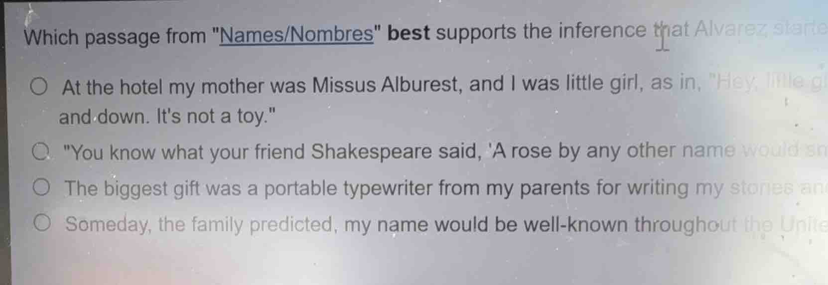 which passage from ames/nombres\ best supports the inference that alvar…