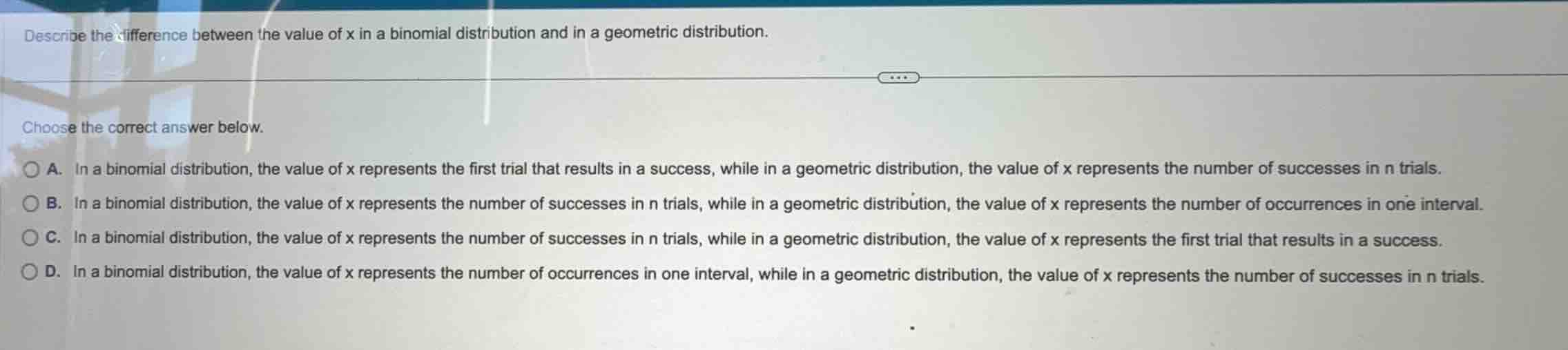 describe the difference between the value of x in a binomial distributi…