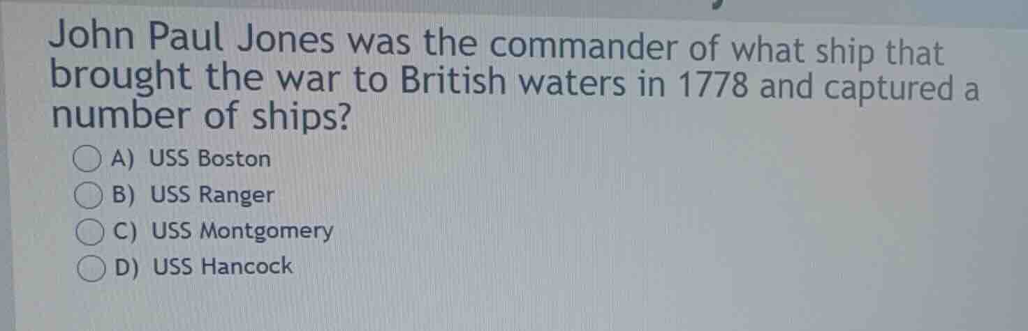john paul jones was the commander of what ship that brought the war to …