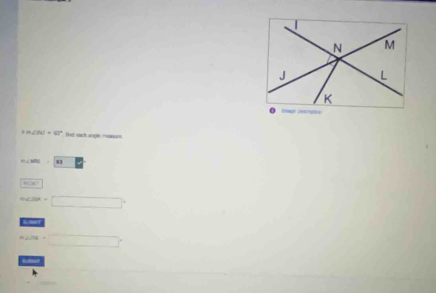 if \\(m\\angle inj = 63^{\\circ}\\), find each angle measure. \\(m\\ang…